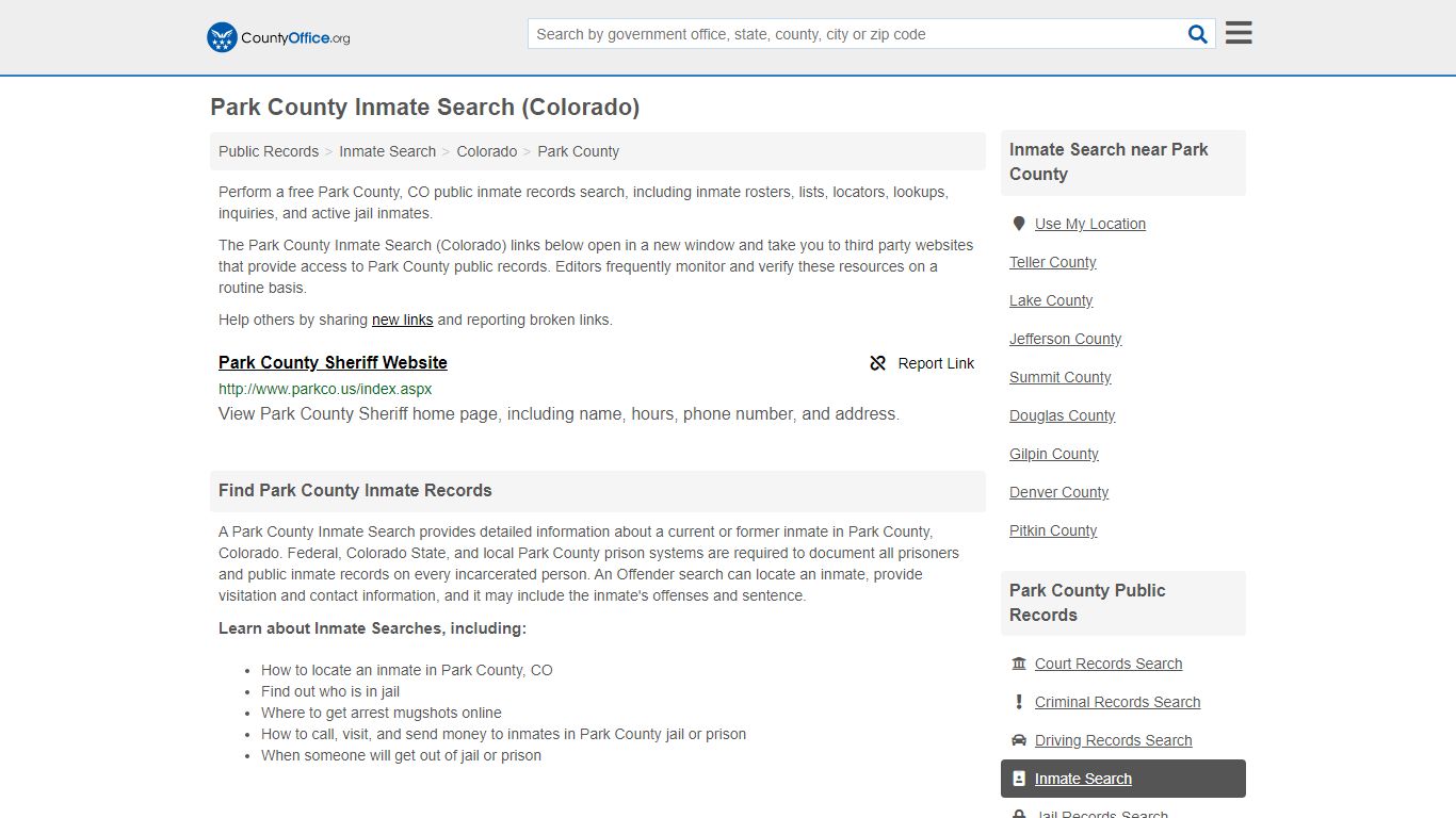 Inmate Search - Park County, CO (Inmate Rosters & Locators)